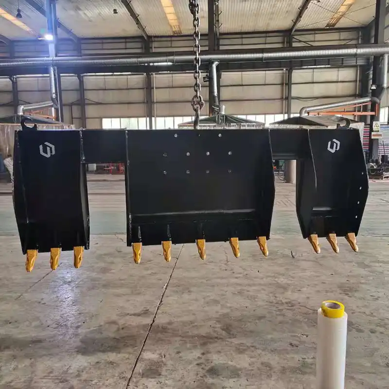 What material is the railway excavator dustpan bucket made of?